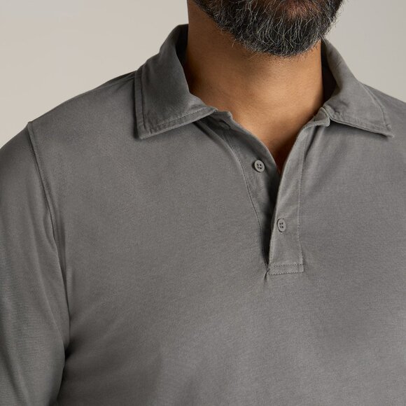 American Tall LJ&S Ultra Soft Short Sleeve Cotton Polo for Tall Men in Vintage P - Picture 2 of 3